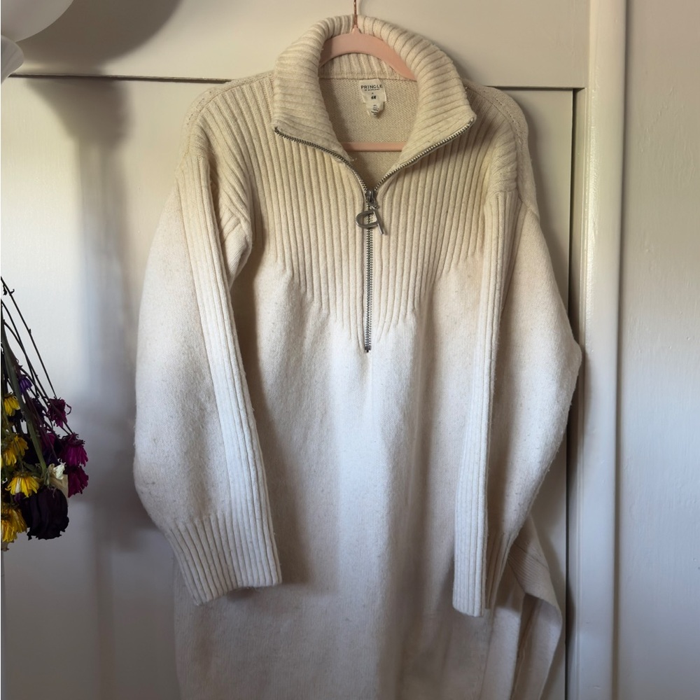 H&M Cream Midi Dress with Zipper